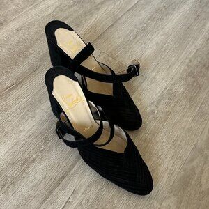 Christian Louboutin Black Suede Ankle Strap Heels Size EU 39